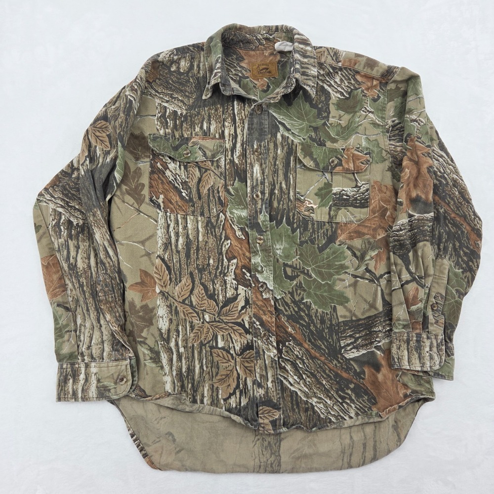 VTG Duxbak Realtree Camo Button Up Shirt Heavyweight Shirt Sz Med Faded